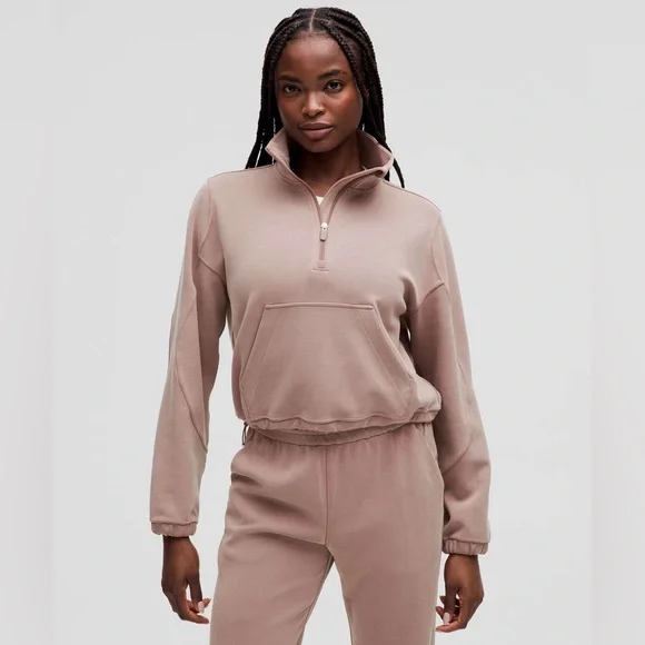 Lululemon•Brushed Softstreme Half Zip Cinch Pullover•Twilight Rose•FLAWLESS•8 - Picture 1 of 16